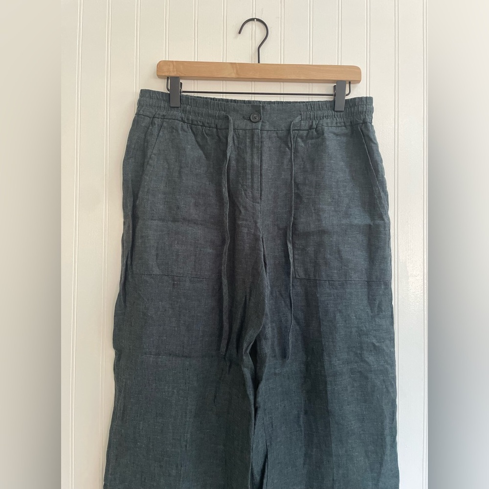 OPUS Linen Madeka Fresh Wide Leg Cropped Trousers Pants in Dark Emerald Size 38 - Picture 9 of 13